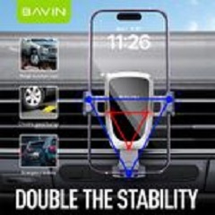 Bavin حامل موبايل سيارة BAVIN PS-28 بتركيب على فتحة التكييف، تثبيت بالجاذبية، دوران 360 درجة.